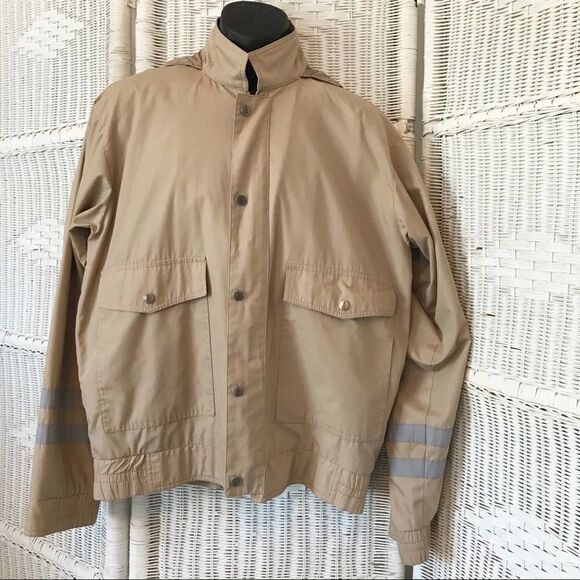 London Fog Tan Lined Hooded Windbreaker Jacket 40L - Picture 1 of 11